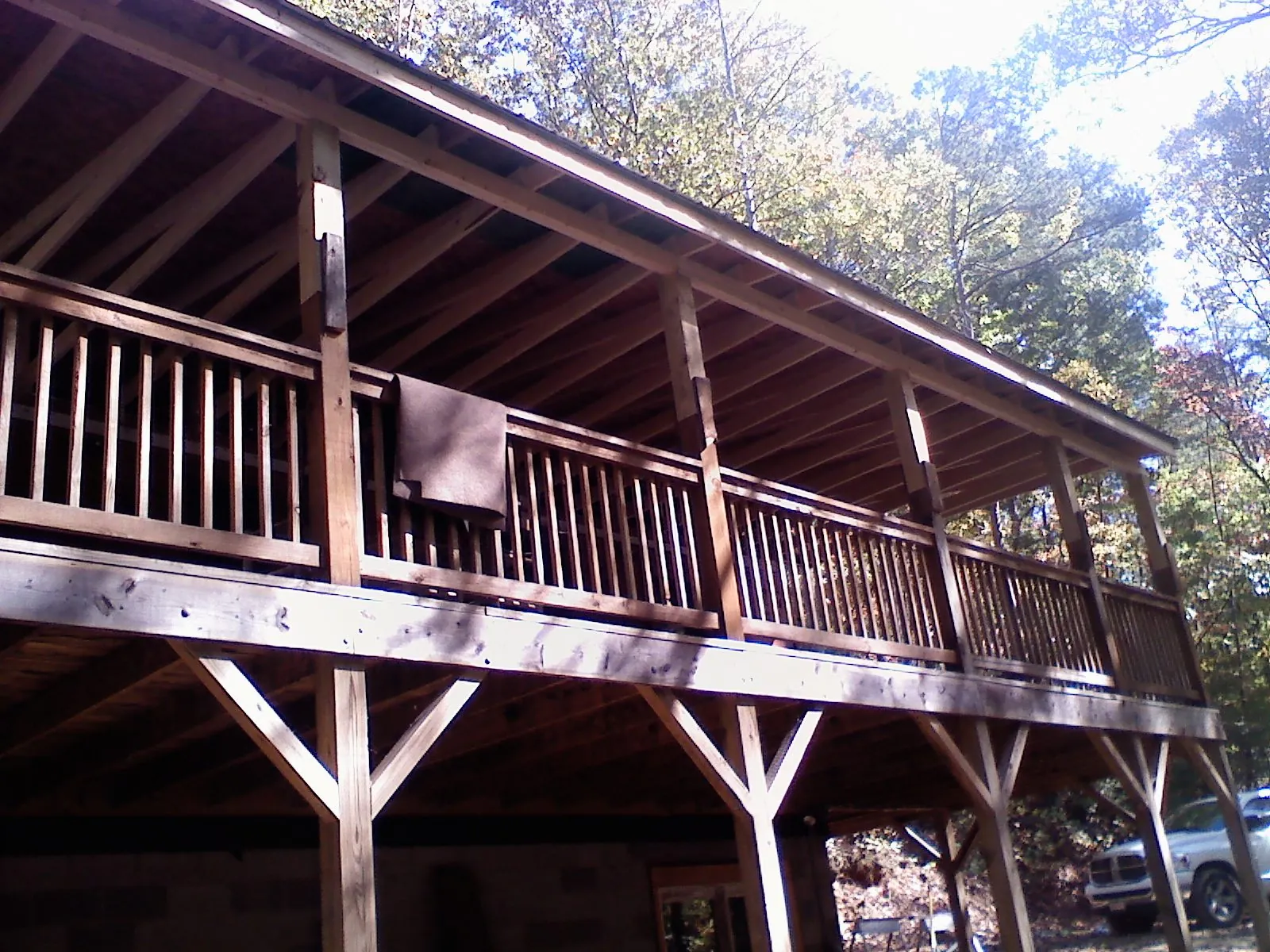 Timber framing under a new elevated porch and deck — Roof Leak Repair in Batesville by Roofing Brothers